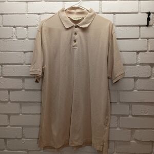 Eddie Bauer Size M/M Polo Shirt Short Sleeve Cream Color 3 Button